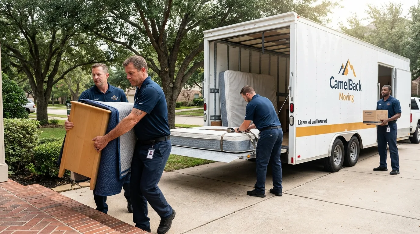 Crew loading residential truck for cross-state move from Adairsville, GA