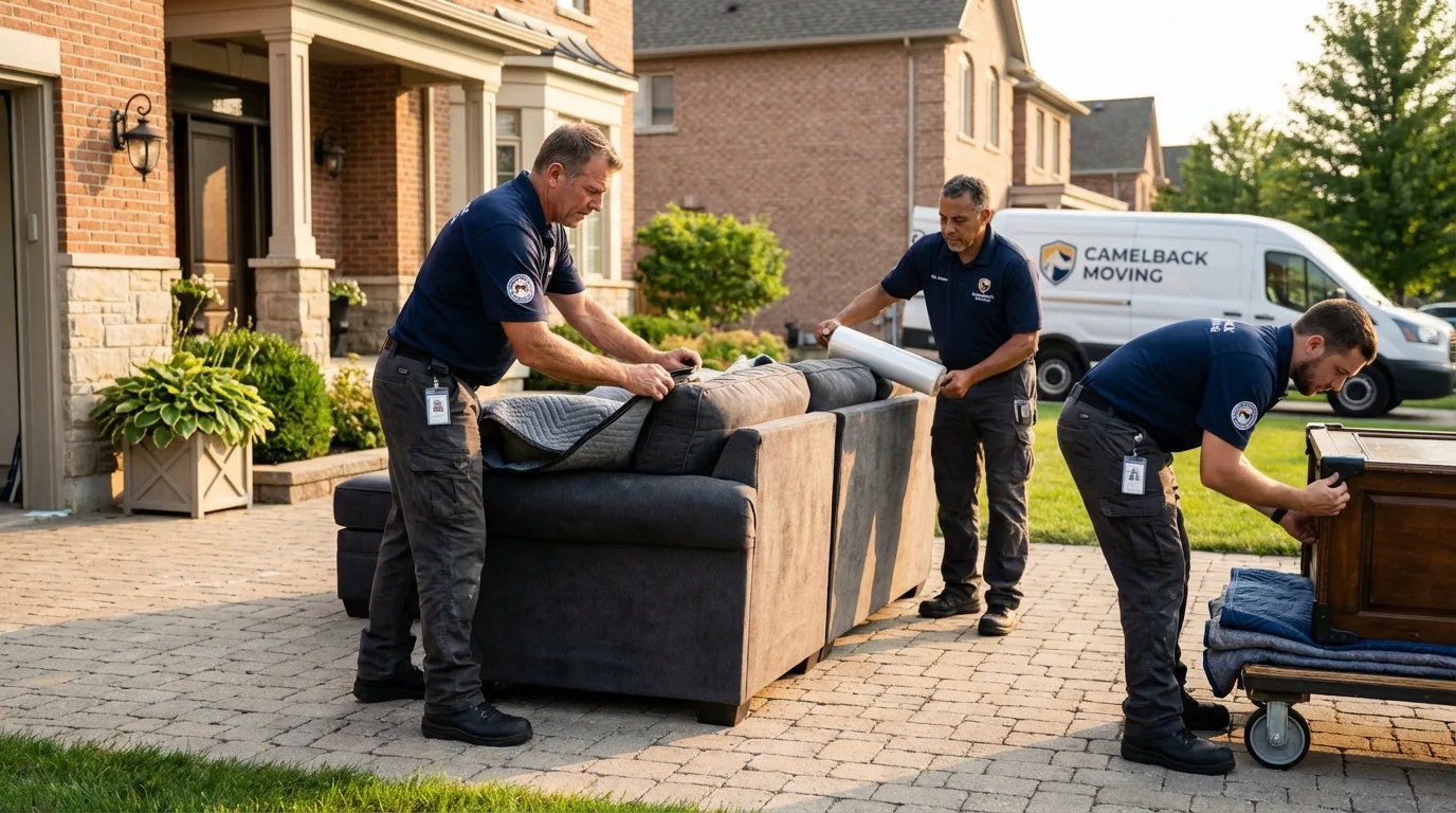 Large estate moving crew wrapping furniture in Adairsville, GA