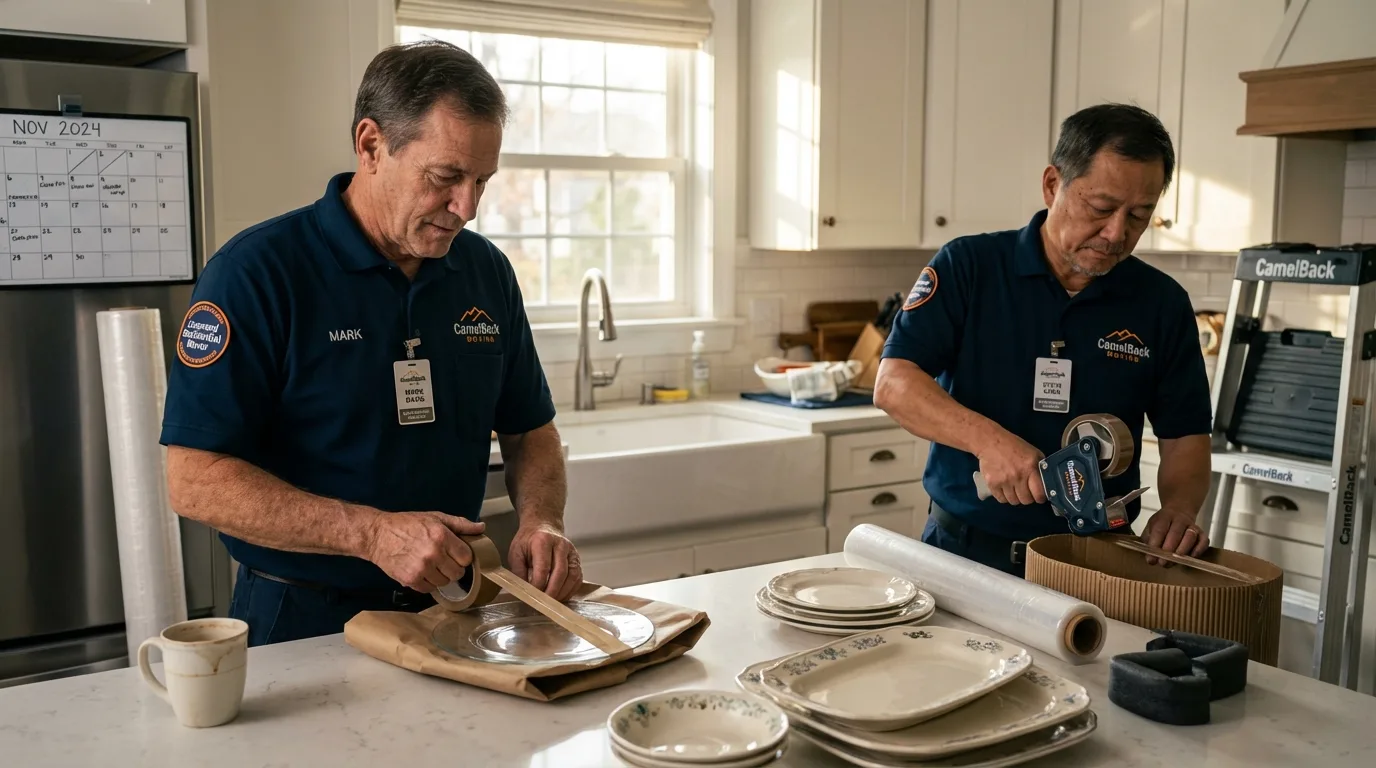 Professional crew packing kitchen dishware in Adairsville, GA