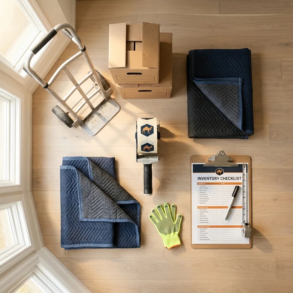 Professional moving supplies and packing materials layout for Adairsville residential relocations